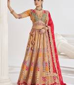 Mustard Yellow Thread Work Dola Silk Wedding Wear Lehenga Choli