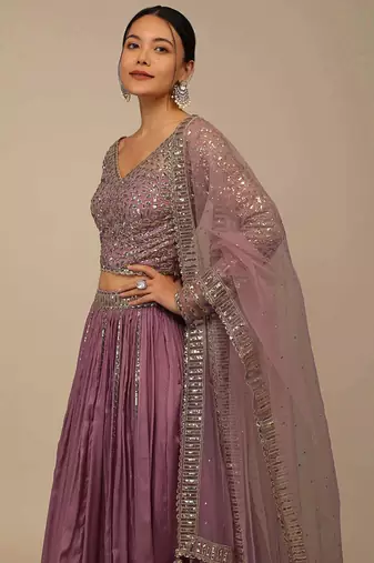 pink sequins georgette lehenga set choli with dupatta