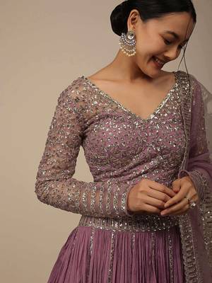 pink sequins georgette lehenga set choli with dupatta 4