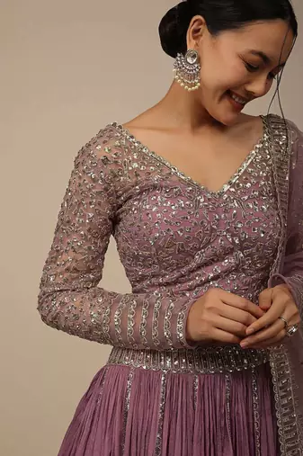 pink sequins georgette lehenga set choli with dupatta