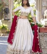 Off-White Sequins Wedding Wear Lehenga With Blouse