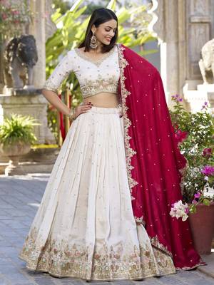 off white sequins lehenga with blouse 3