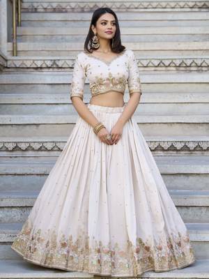 off white sequins lehenga with blouse 4