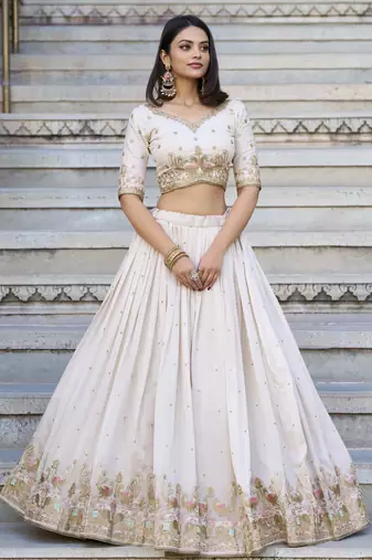 off white sequins lehenga with blouse