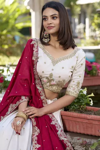 off white sequins lehenga with blouse