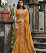 Yellow zari woven butti saree with zari woven pallu