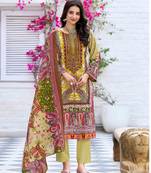 Light green cotton blend paisley pakistani style kurta with pant & printed dupatta