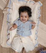 Blue cuban short-sleeved with a modern yet traditional touch shirt for kids