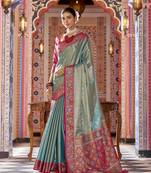 Rama zari tissue solid banarasi silk blend woven jacquard work designer saree