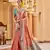 Peach zari tissue solid banarasi silk blend woven jacquard work designer saree