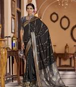 Black soft silk blend butti banarasi silk blend zari jacquard work designer saree