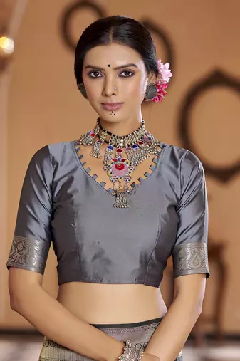Black soft silk blend butti banarasi silk blend zari jacquard work designer saree