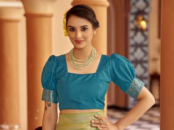 Green soft silk blend butti banarasi silk blend zari jacquard work designer saree 5