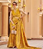 Orange soft silk blend patola zari jacquard work designer saree