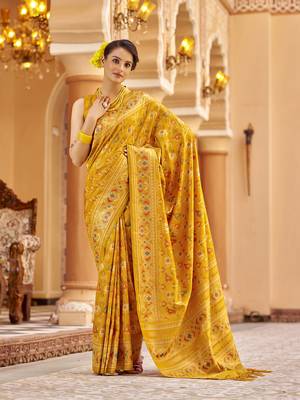Orange soft silk blend patola zari jacquard work designer saree 3