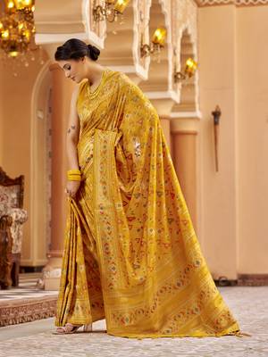 Orange soft silk blend patola zari jacquard work designer saree 4