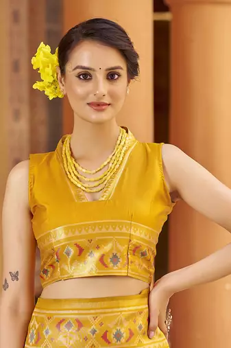 Orange soft silk blend patola zari jacquard work designer saree