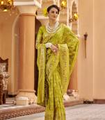 Light green soft silk blend patola zari jacquard work designer saree