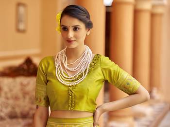 Light green soft silk blend patola zari jacquard work designer saree 5