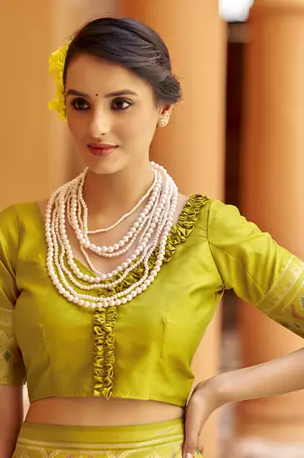 Light green soft silk blend patola zari jacquard work designer saree