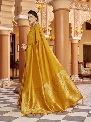 Mustard soft silk blend kanjivaram zari jacquard work designer saree 3