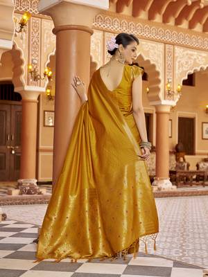 Mustard soft silk blend kanjivaram zari jacquard work designer saree 4
