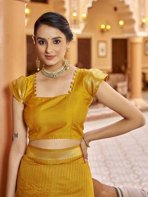 Mustard soft silk blend kanjivaram zari jacquard work designer saree 5