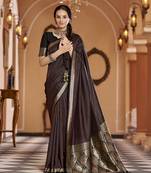 Black soft silk blend kanjivaram zari jacquard work designer saree