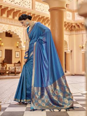 Royal blue soft silk blend kanjivaram zari jacquard work designer saree 2