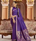 Purple soft silk blend kanjivaram zari jacquard work designer saree