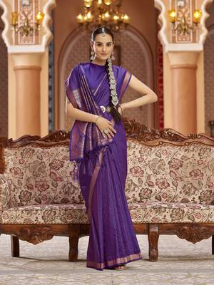 Purple soft silk blend kanjivaram zari jacquard work designer saree 3