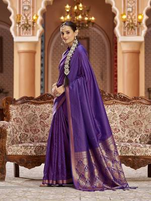 Purple soft silk blend kanjivaram zari jacquard work designer saree 4