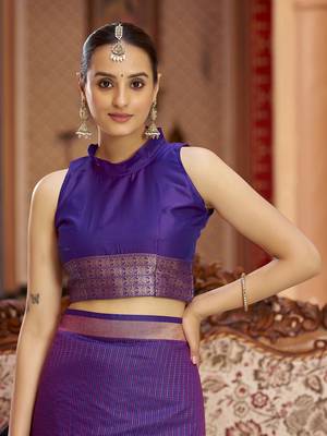 Purple soft silk blend kanjivaram zari jacquard work designer saree 5