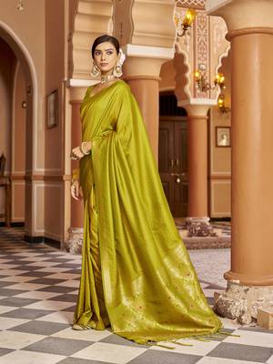 Light green soft silk blend kanjivaram zari jacquard work designer saree 2