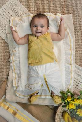 yellow sleeveless handloom cotton kids kurta dhoti pants 2