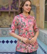 Divena pink printed rayon a-line top