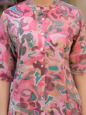Divena pink printed rayon a-line top 5