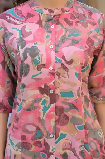 Divena pink printed rayon a-line top