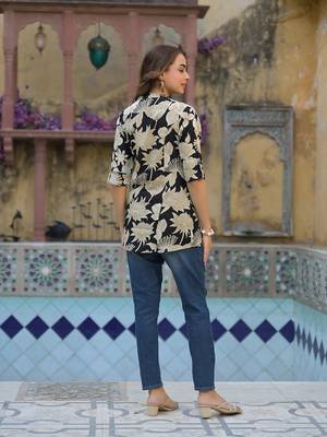 Divena black printed rayon a-line top 2