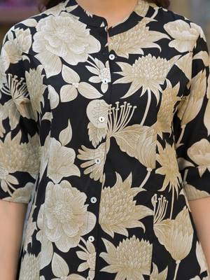 Divena black printed rayon a-line top 5