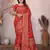 red soft silk blend meenakari weaving work pashmina saree