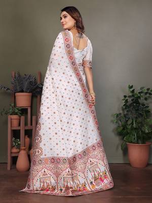 white rajwadi pashmina silk blend weaving kashmiri thread woven saree 5