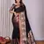 black soft silk blend banarasi with peacock zari jacquard weaving border saree