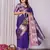 purple soft silk blend banarasi with peacock zari jacquard weaving border saree