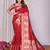red soft silk blend banarasi with peacock zari jacquard weaving border saree