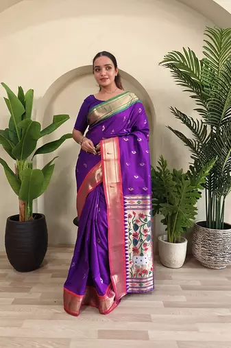 Purple Paithani Weaving Saree