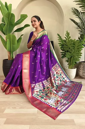 Purple Paithani Weaving Saree
