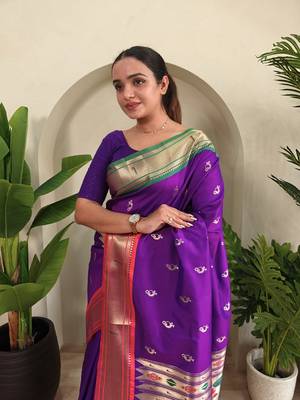 Purple Paithani Weaving Saree 4