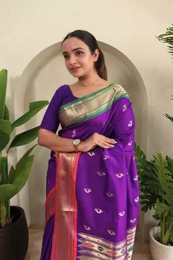 Purple Paithani Weaving Saree