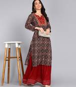 Jaipurite Women's ethnic motifs Printed straight kurti in black